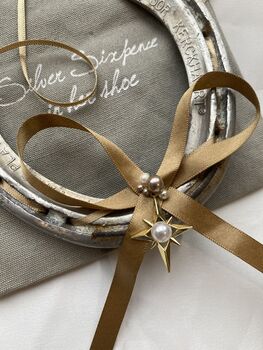 Personalised North Star And Pearl Lucky Wedding Horseshoe, 3 of 6