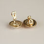Gold And White Marble Circle Clip On Earrings, thumbnail 2 of 3