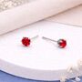 Sterling Silver Red Ruby Micro Stud Earrings – 3mm, thumbnail 1 of 4