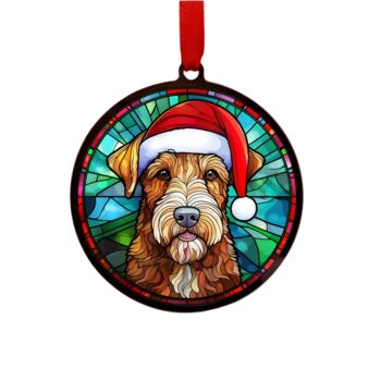 Airedale Terrier In Santa Hat Suncatcher Decoration, 6 of 6