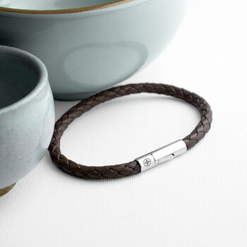 Personalised Men's Compass Capsule Leather Bracelet, 8 of 12