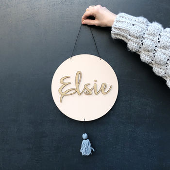 Personalised Wooden Name Sign With Tassel, 4 of 6