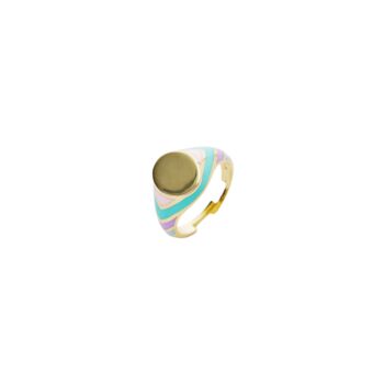 Enamelled Multicoloured Silver Circle Signet Ring, 6 of 6