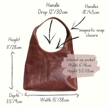 Minimalist Leather Hobo Tote Bag, 7 of 8