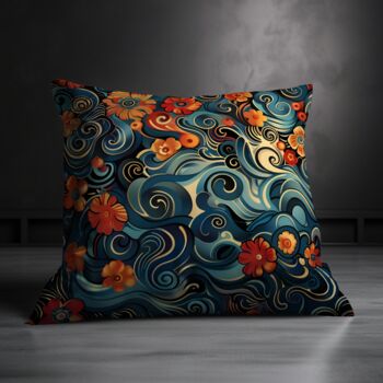 Floral Whirls Hand Made Poly Linen Cushions, 8 of 10