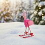 Handmade Felt Skiing Flamingo Christmas Decoration, thumbnail 6 of 6
