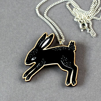 Black Rabbit Wooden Necklace, 6 of 8