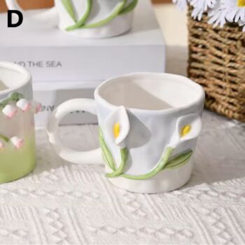 Pastel Blue Floral 3D Calla Lily Ceramic Mug, 2 of 2