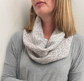 Knitted Lambswool Snood With Line Pattern, 4 of 5
