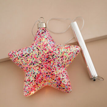 Hanging Pink Glitter LED Star Light, 3 of 4