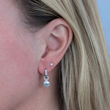 The Orb Aquamarine March Birthstone Earrings, Silver, 3 of 6