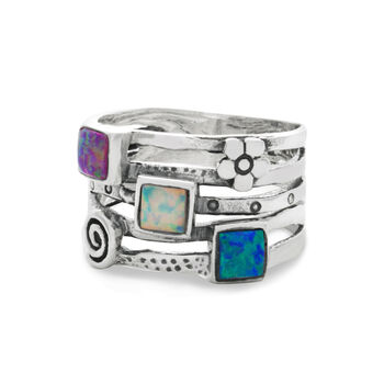 Sterling Silver Fire Opal Stack Ring, 7 of 7