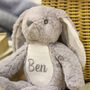 Personalised Grey Bunny Soft Toy For Baby, thumbnail 3 of 10