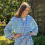 Cotton Block Print Kimono Turquoise And Blue Fish, thumbnail 3 of 7