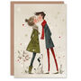 Kissing Couple In Love Romantic Dog Parents Christmas Card, thumbnail 1 of 6