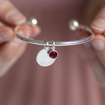 Child's Personalised Disc Birthstone Bangle, 5 of 11