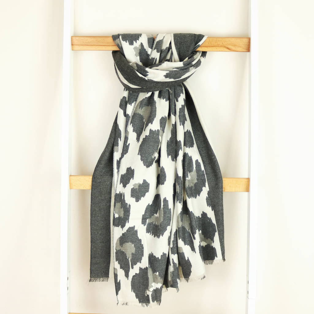 Cashmere Leopard Print Scarf By Hayley & Co