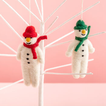 Personalised Felt Snowman Christmas Tree Decoration, 4 of 7