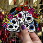 Four Sugar Skull Day Of The Dead Vinyl Stickers, thumbnail 1 of 8