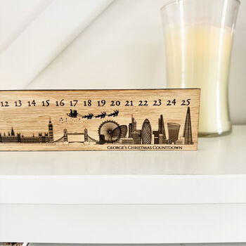 Personalised Wooden London Christmas Advent Slider Keepsake, 5 of 5