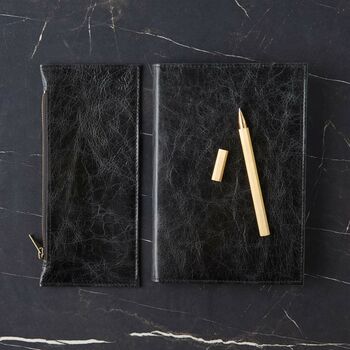 Debonaire Vintage Noir Leather Planner Diary Journal, 6 of 8