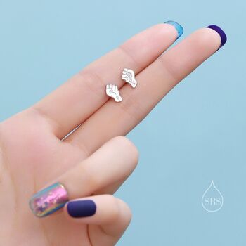 Sterling Silver Power Fist Stud Earrings, 4 of 10