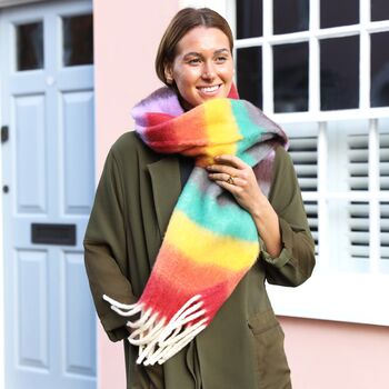 Rainbow Thick Stripe Winter Scarf, 3 of 5