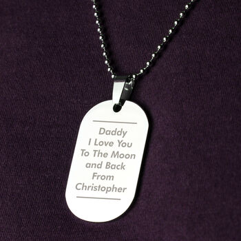 Personalised Classic Stainless Steel Dog Tag Necklace, 4 of 6