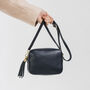 Navy Leather Personalised Crossbody Handbag, thumbnail 6 of 12