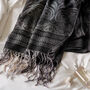 Charcoal Vintage Lace And Paisley Tassel Pashmina, thumbnail 1 of 3