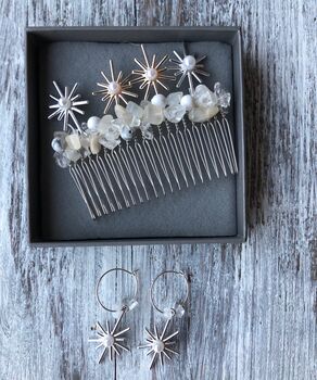 Starry Crystal Bridal Comb And Earrings Set, 6 of 9