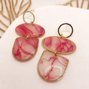 Pink Marble Statement Stud Earrings, Clay And Resin, 5 of 10