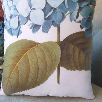 Blue Hydrangea Print Decorative Cushion, 4 of 5