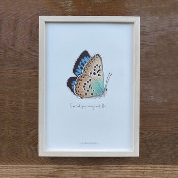 Large Blue Illustrated Butterfly Print, 2 of 3