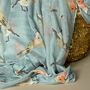 Watercolour Robins Print Scarf In Light Blue, thumbnail 2 of 3