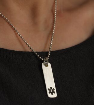 Silver Medical Alert Allergy Necklace Pendant, 7 of 10