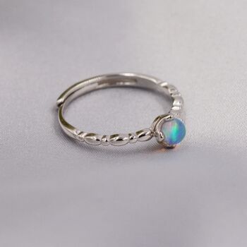 Sterling Silver Adjustable Opal Gemstone Ring, 4 of 12