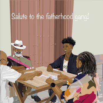 Salute To The Fatherhood Gang Black Greeting Card, 2 of 4