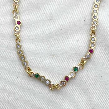 Disco Dots Diamond Emerald And Sapphire Tennis Necklace, 9 of 11