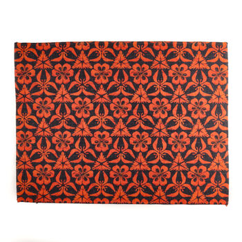 Red Orange Grey Hand Printed Canvas Place Mat Set, 5 of 12