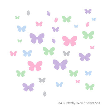 Childrens Butterfly Flutter Wall Stickers Set, 4 of 5
