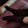 Pin Stripe Black Crew And Navy Trainer Men’s Socks, thumbnail 6 of 7
