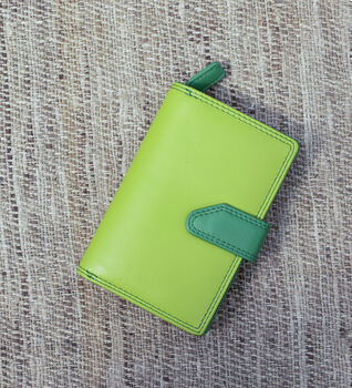 Lime Green Multi Colour Leather Purse Wallet Rfid, 10 of 10