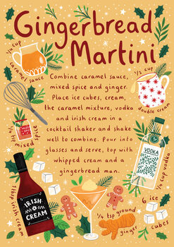 Fun Christmas Card, Gingerbread Martini Cocktail Recipe, 3 of 3
