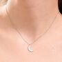 Sterling Silver Crescent Moon Pendant Necklace In Sterling Silver, thumbnail 5 of 11