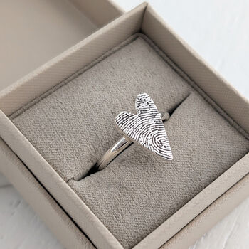 Personalised Silver Fingerprint Heart Ring, 2 of 5