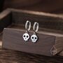 Cute Skull Huggie Hoop Earrings In Sterling Silver, thumbnail 3 of 9