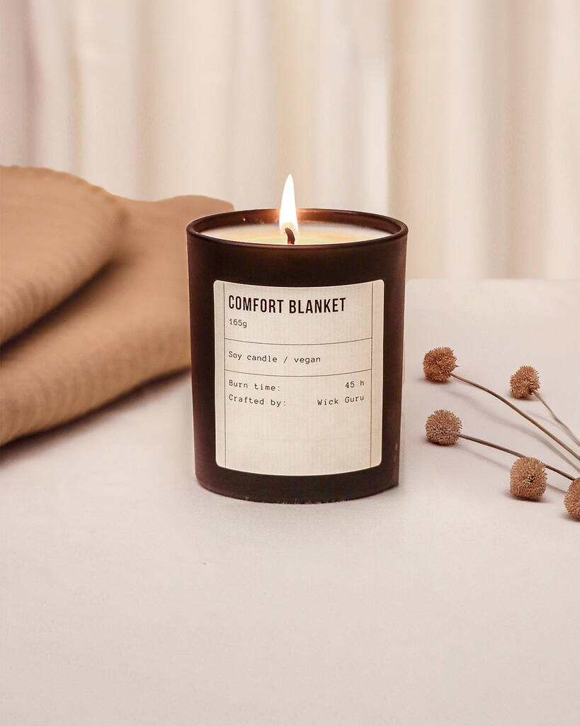 Comfort Blanket Scented Candle – Soft Linen And Vanilla Aroma, Relaxing Cosy Candle, Self Care Gift, Hygge Home Decor Candle