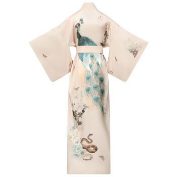 Silk Kimono Dressing Gown Royal Peacock | Pink, 6 of 9