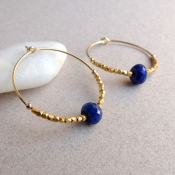 Lapis Lazuli And Fair Trade Hoops 30mm, 6 of 10
